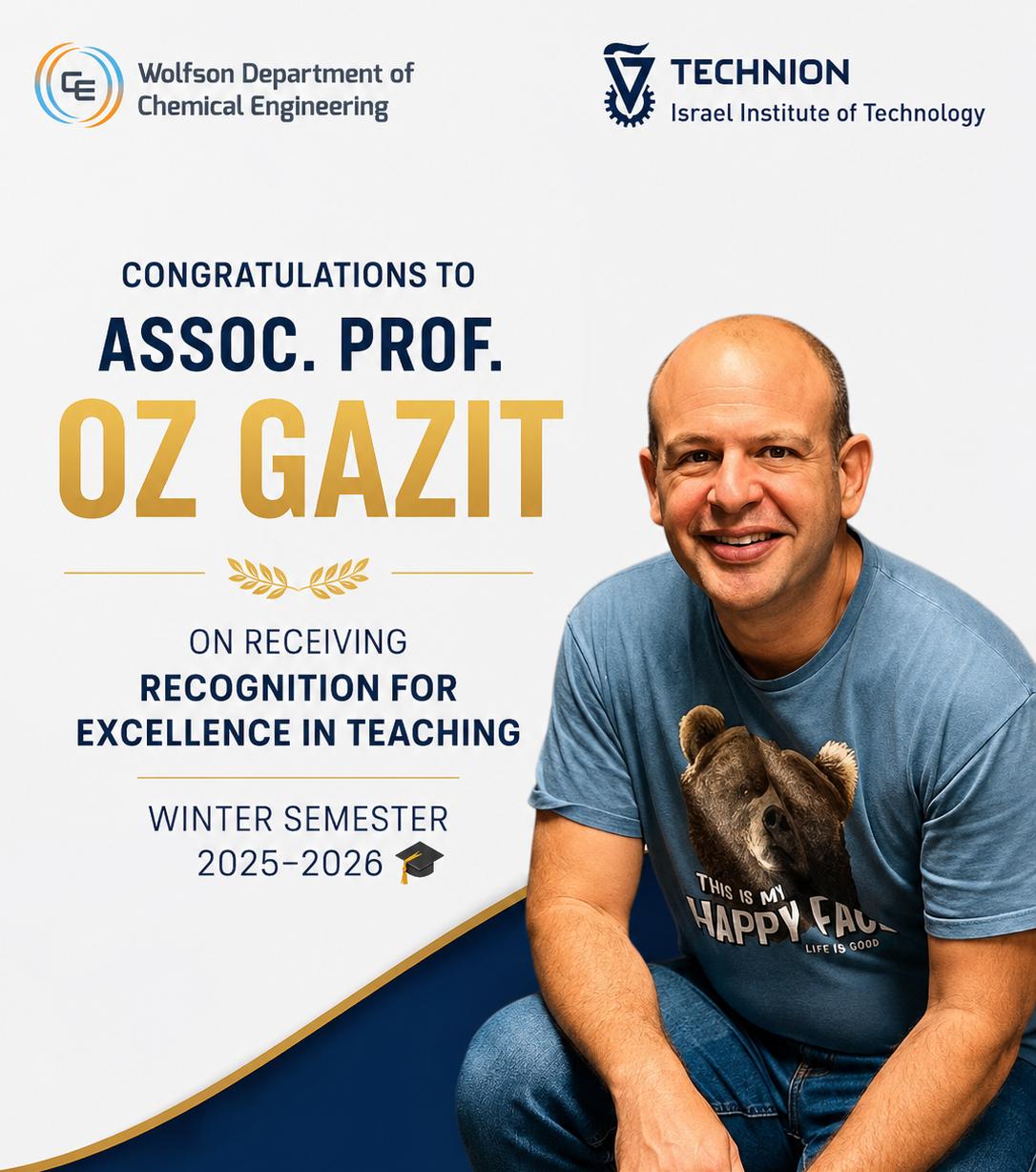Congratulations to Assoc. Prof. Oz Gazit on Receiving a Citation of Excellence in Teaching!